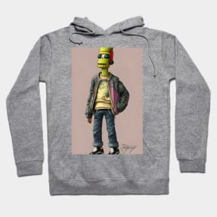 Cartoon robot boy with green head Hoodie